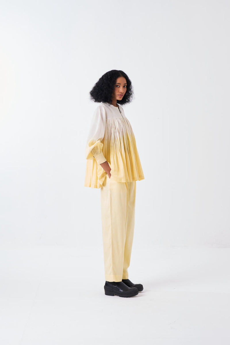 DIP DYE TOP-IVORY/BUTTER poplin by THREE for women in Singapore