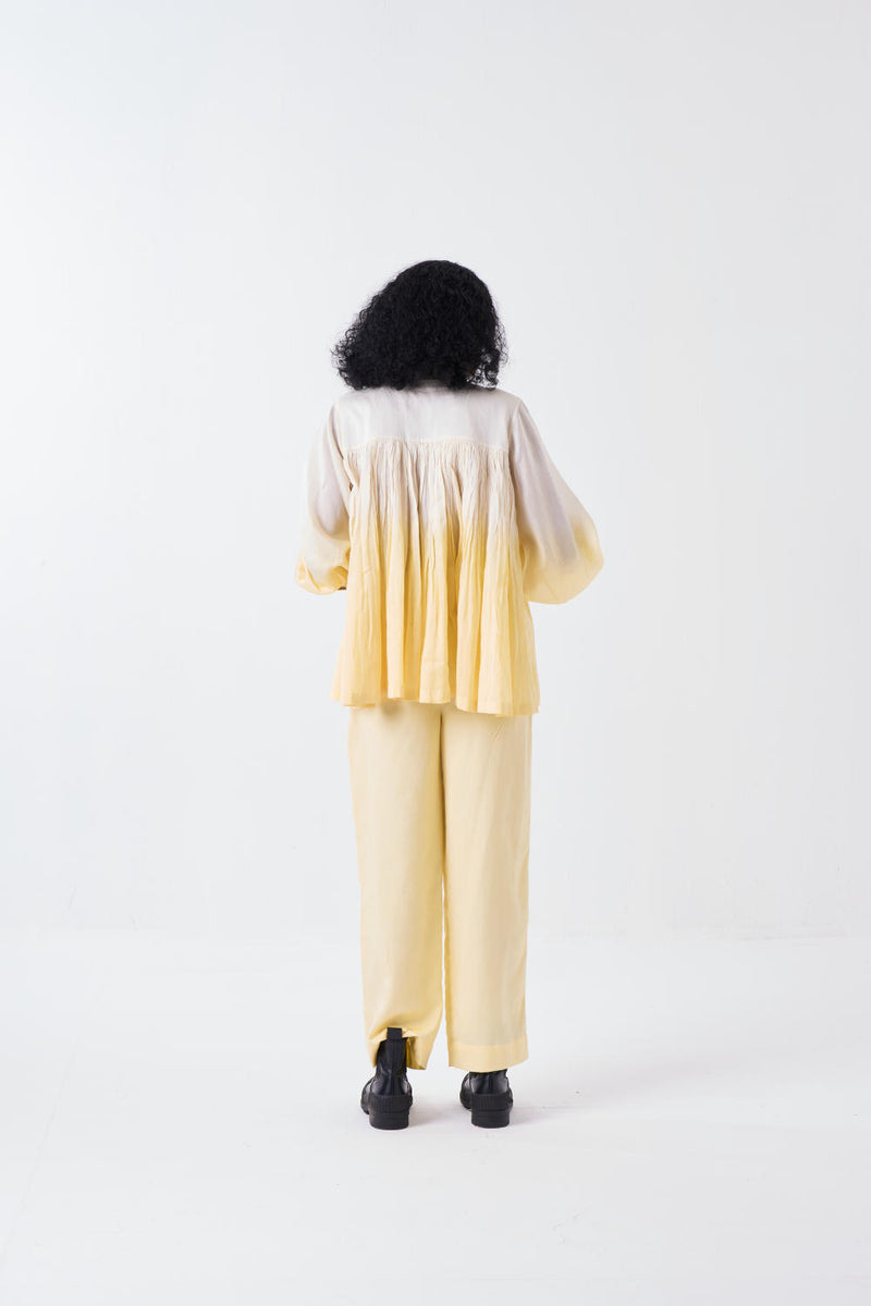 DIP DYE TOP-IVORY/BUTTER poplin by THREE for women in Singapore