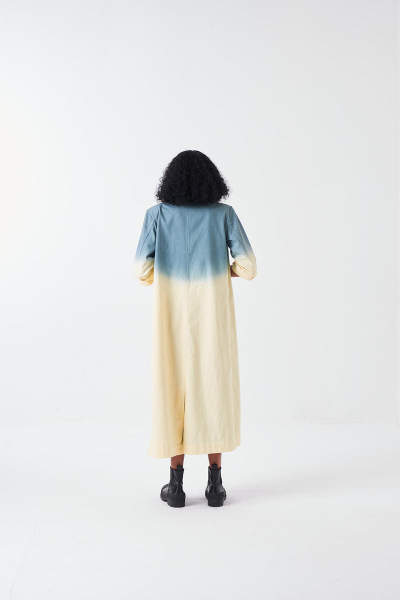 DIP DYE JACKET-NIAGRA BLUE/BUTTER cotton by THREE for women in Singapore