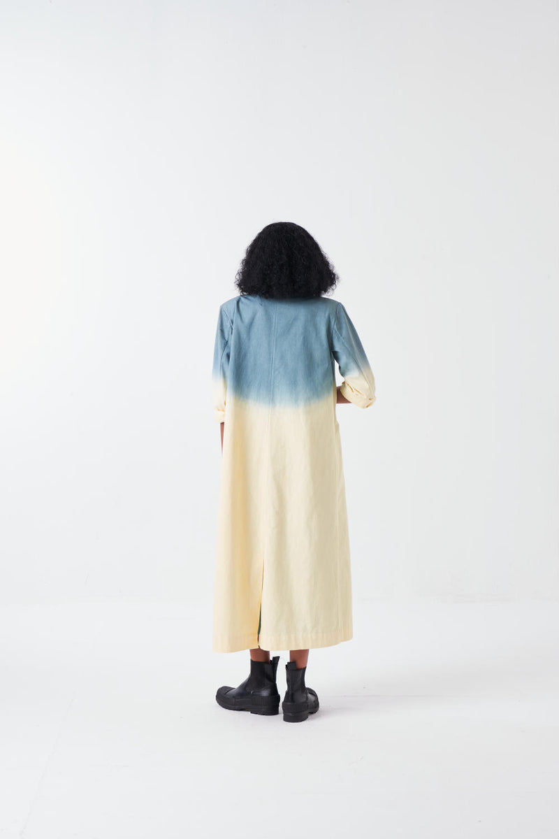 DIP DYE JACKET CO-ORD-BUTTER/NIAGRA BLUE (SET OF 2) poplin by THREE for women in Singapore