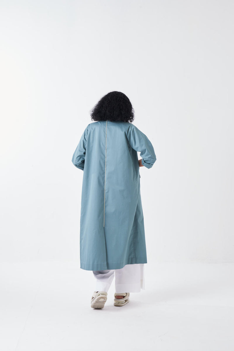 POPPY APPLIQUE JACKET CO-ORD: NIAGRA BLUE & BUTTER (SET OF 3) poplin by THREE for women in Singapore