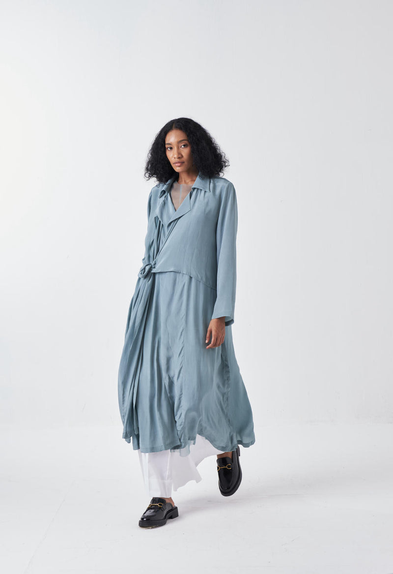 TIE JACKET-NIAGRA BLUE poplin by THREE for women in Singapore