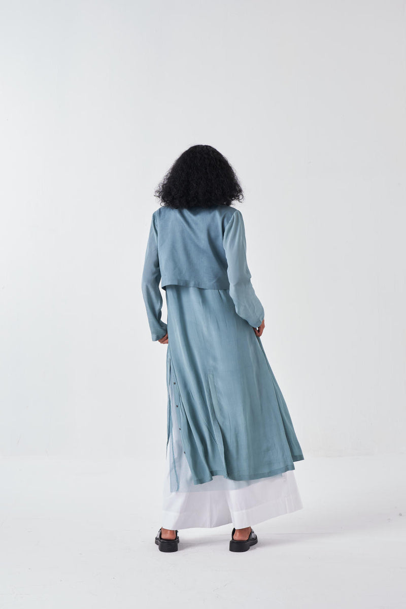 TIE JACKET-NIAGRA BLUE poplin by THREE for women in Singapore
