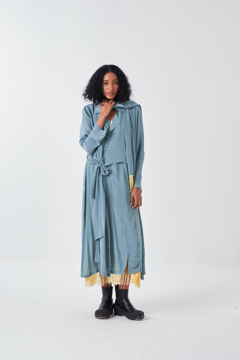 TIE JACKET-NIAGRA BLUE poplin by THREE for women in Singapore