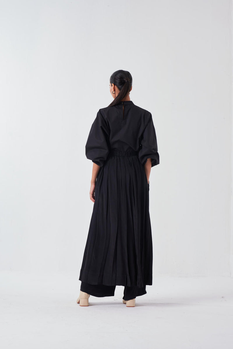EMB. CIRCLE TOP-BLACK chanderi by THREE for women in Singapore