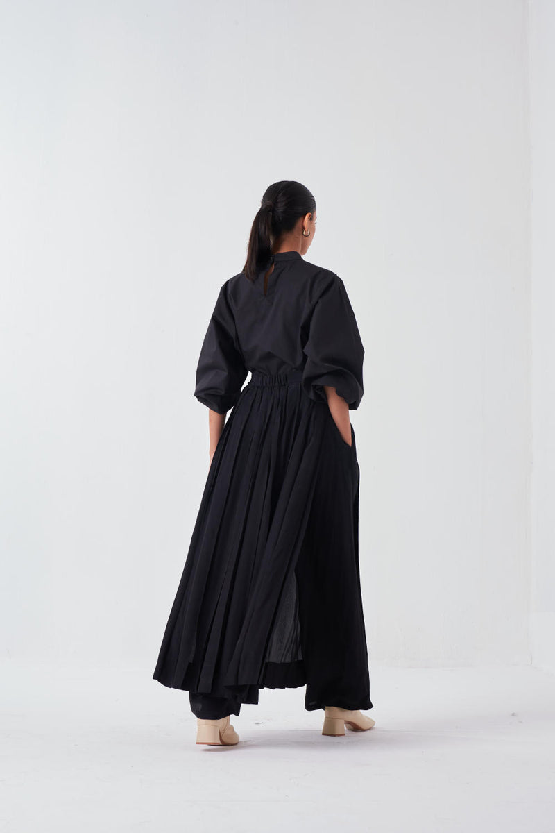 EMB. CIRCLE TOP-BLACK chanderi by THREE for women in Singapore