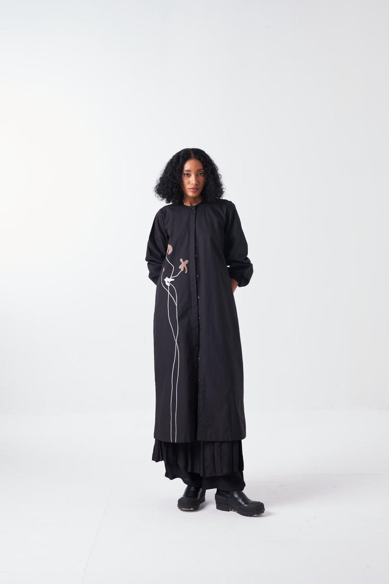 POPPY BACK YOKE JACKET CO-ORD-BLACK (SET OF 3) poplin by THREE for women in Singapore