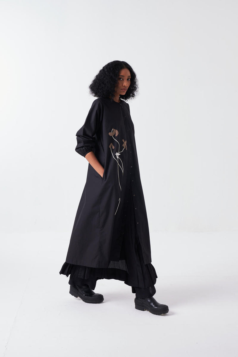 POPPY BACK YOKE JACKET CO-ORD-BLACK (SET OF 3) poplin by THREE for women in Singapore