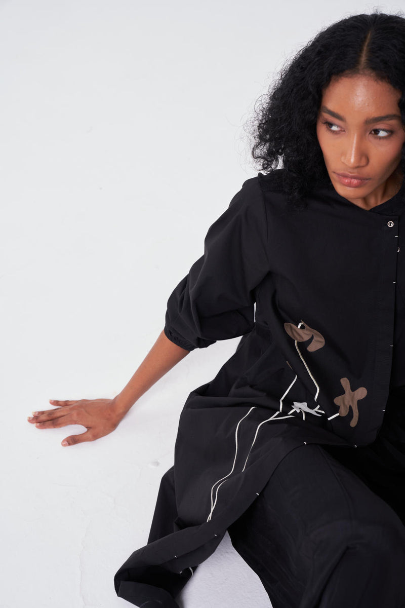 POPPY BACK YOKE JACKET-BLACK poplin by THREE for women in Singapore