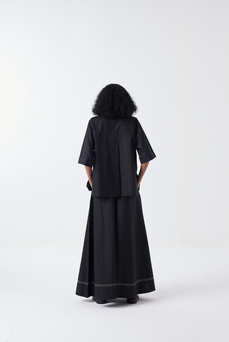 EMB. FLORAL SHIRT-BLACK poplin by THREE for women in Singapore