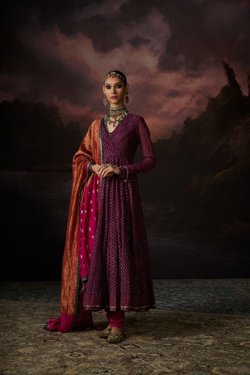 FIZA KURTA chanderi by SWATTI KAPOOR in purple color for women in Singapore