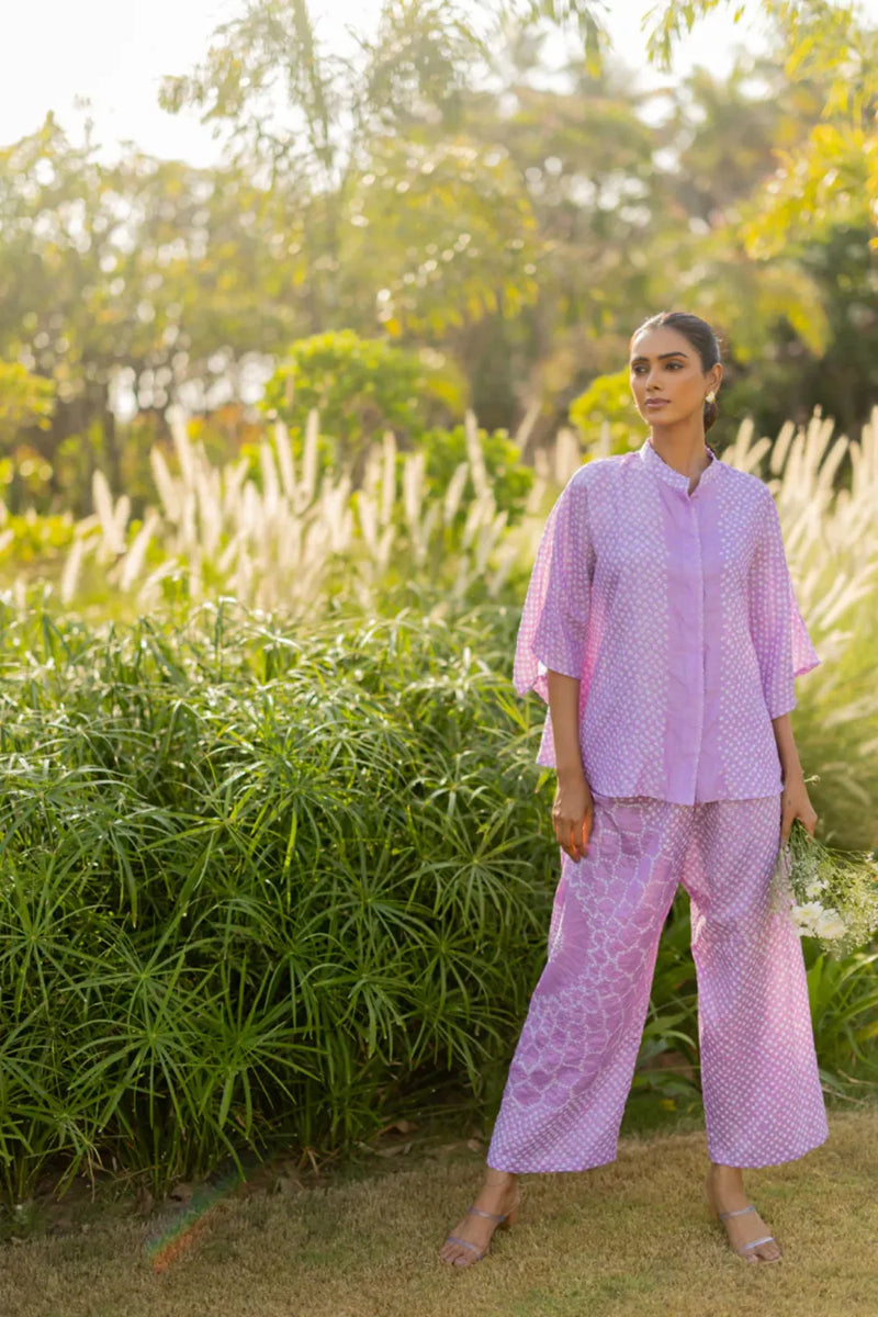FLORA PANTS-LAVENDER silk by Dyelogue for women in Singapore