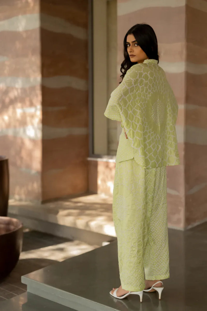 FLORA SHORT M KAF SHIRT-MINT GREEN silk by Dyelogue in green color for women in Singapore