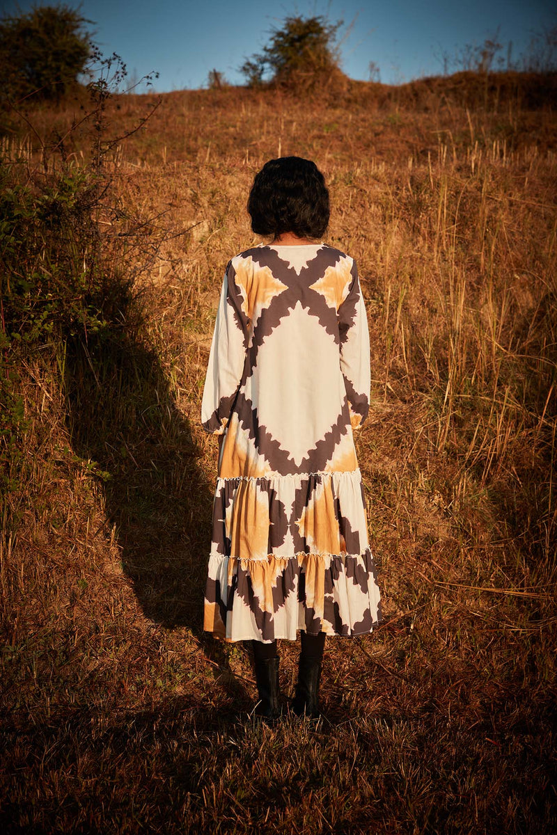 Dunetime Shibori Dress cotton by Khara Kapas in white for women in Singapore