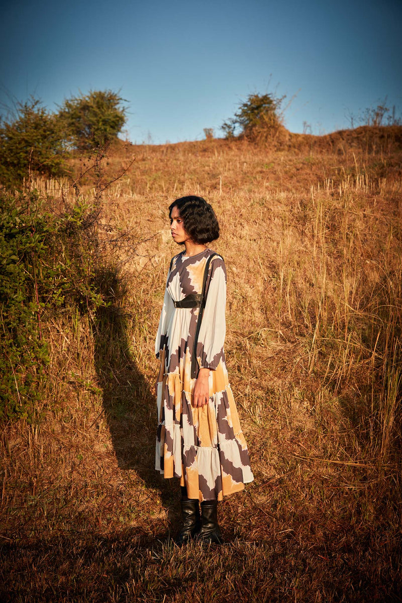 Dunetime Shibori Dress cotton by Khara Kapas in white for women in Singapore
