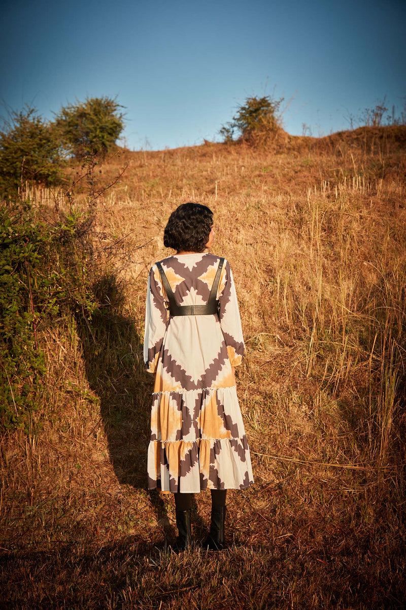 Dunetime Shibori Dress cotton by Khara Kapas in white for women in Singapore