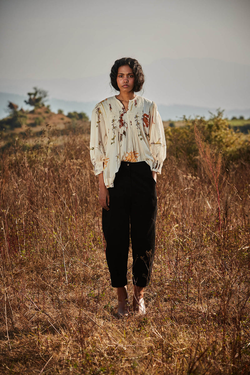 Charcoal Corduroy pants corduroy by Khara Kapas in black for women in Singapore