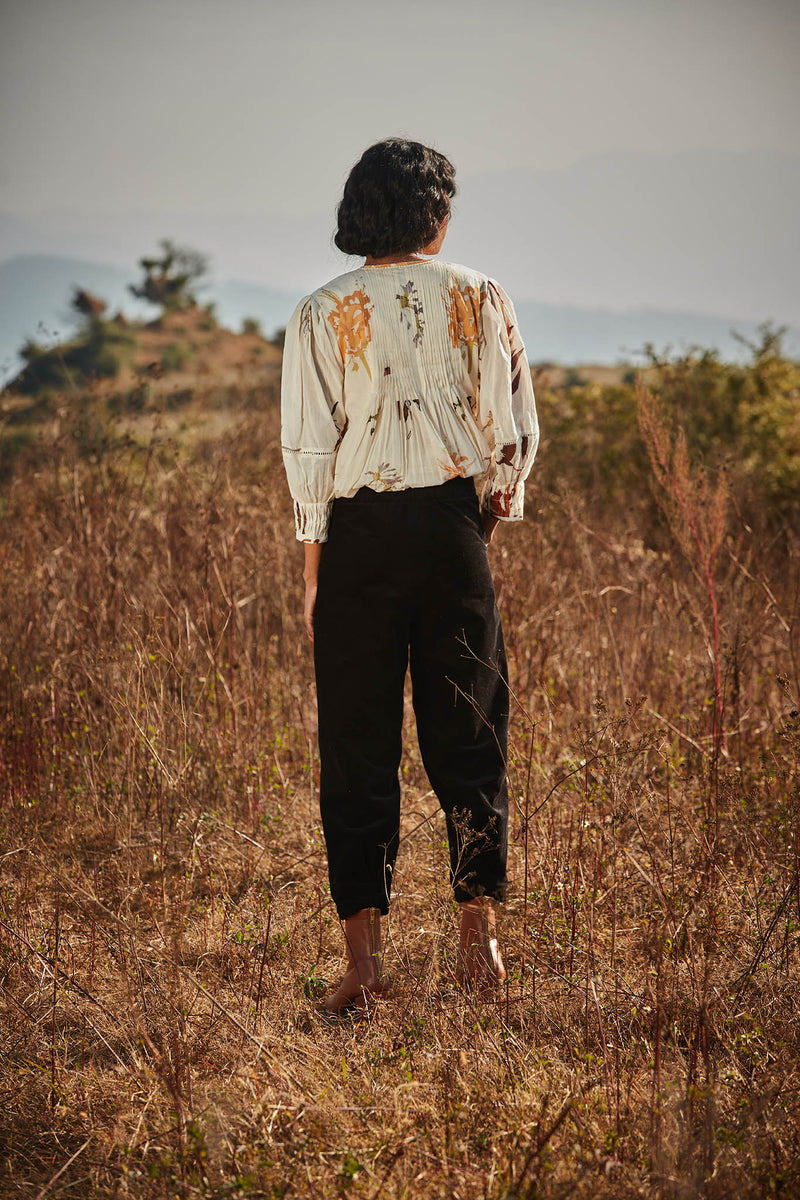 Charcoal Corduroy pants corduroy by Khara Kapas in black for women in Singapore