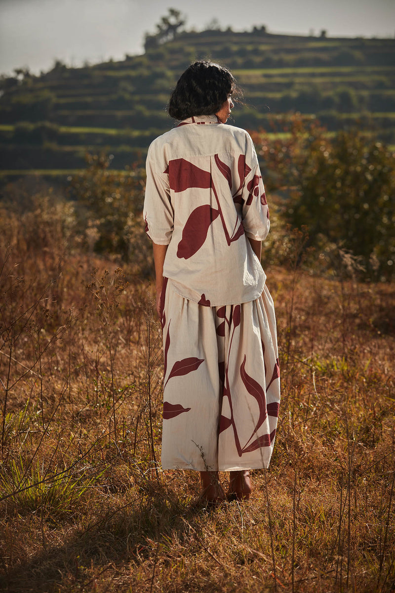 Burnt sienna skirt cotton by Khara Kapas in beige for women in Singapore
