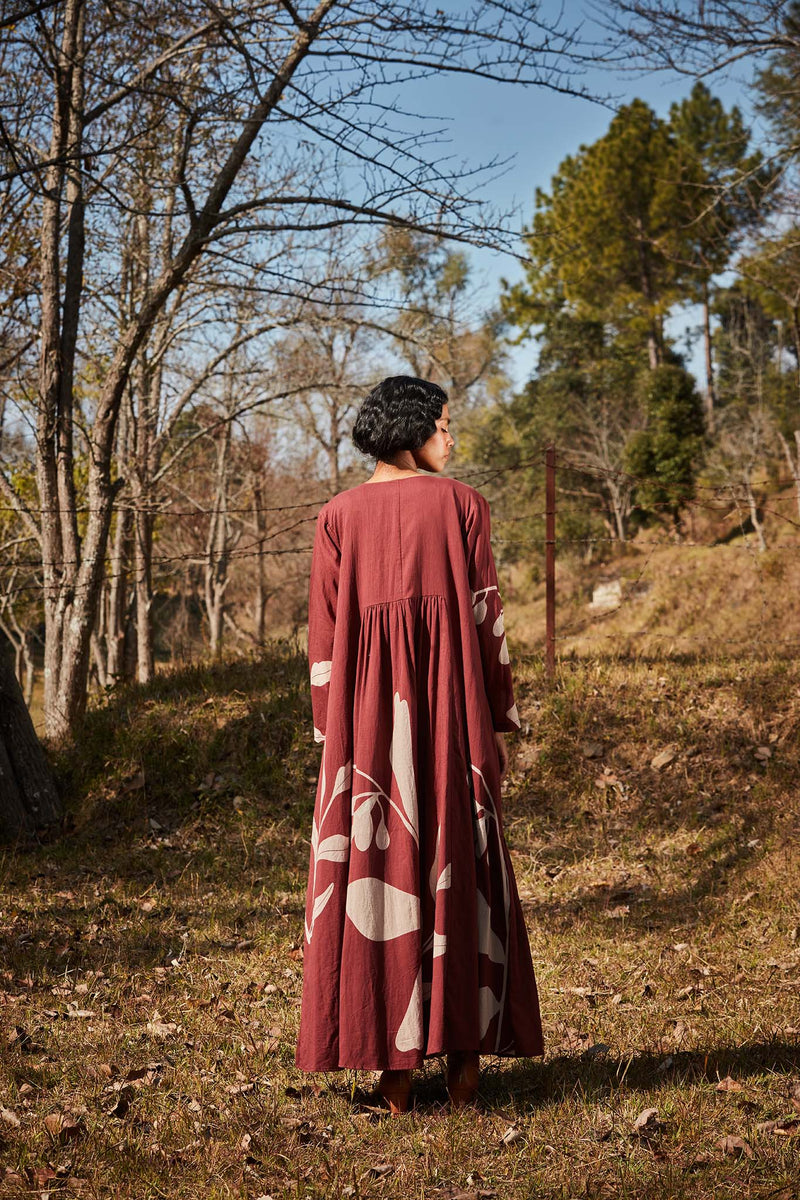 Cedar floral dress with overlay cotton by Khara Kapas in multi for women in Singapore