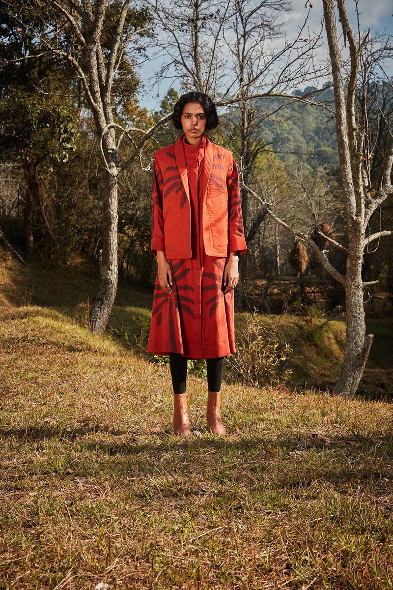 Autumn Blaze co-ord set cotton by Khara Kapas in red for women in Singapore