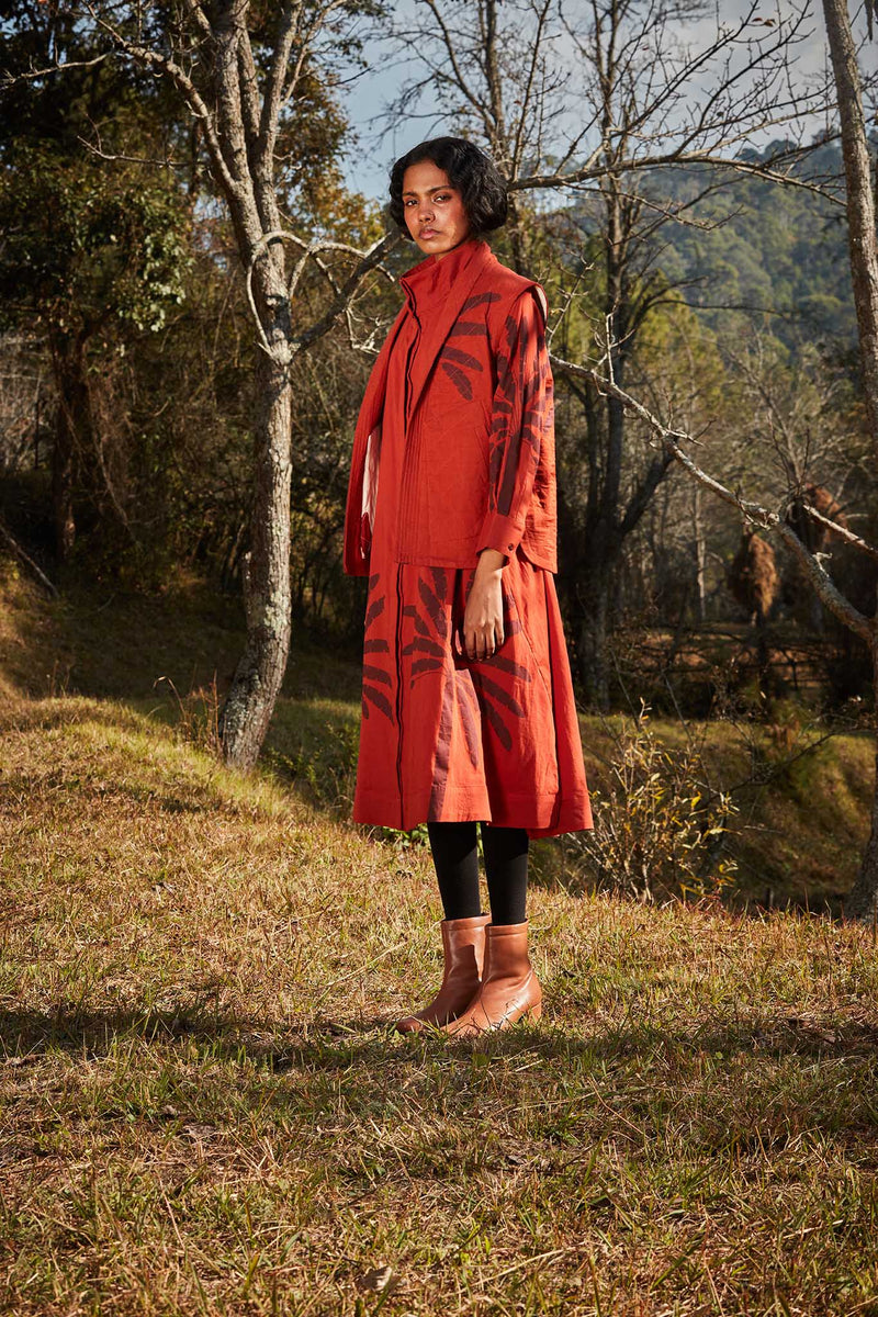 Autumn Blaze co-ord set cotton by Khara Kapas in red for women in Singapore