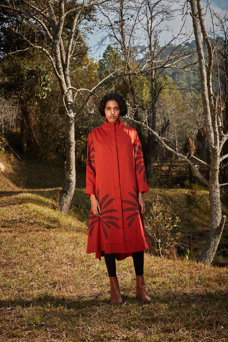 Autumn Blaze Dress cotton by Khara Kapas in red for women in Singapore