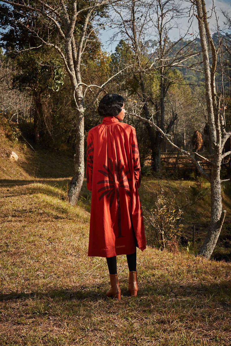 Autumn Blaze Dress cotton by Khara Kapas in red for women in Singapore