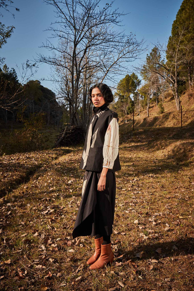 Rustle co-ord set oxford by Khara Kapas in black for women in Singapore