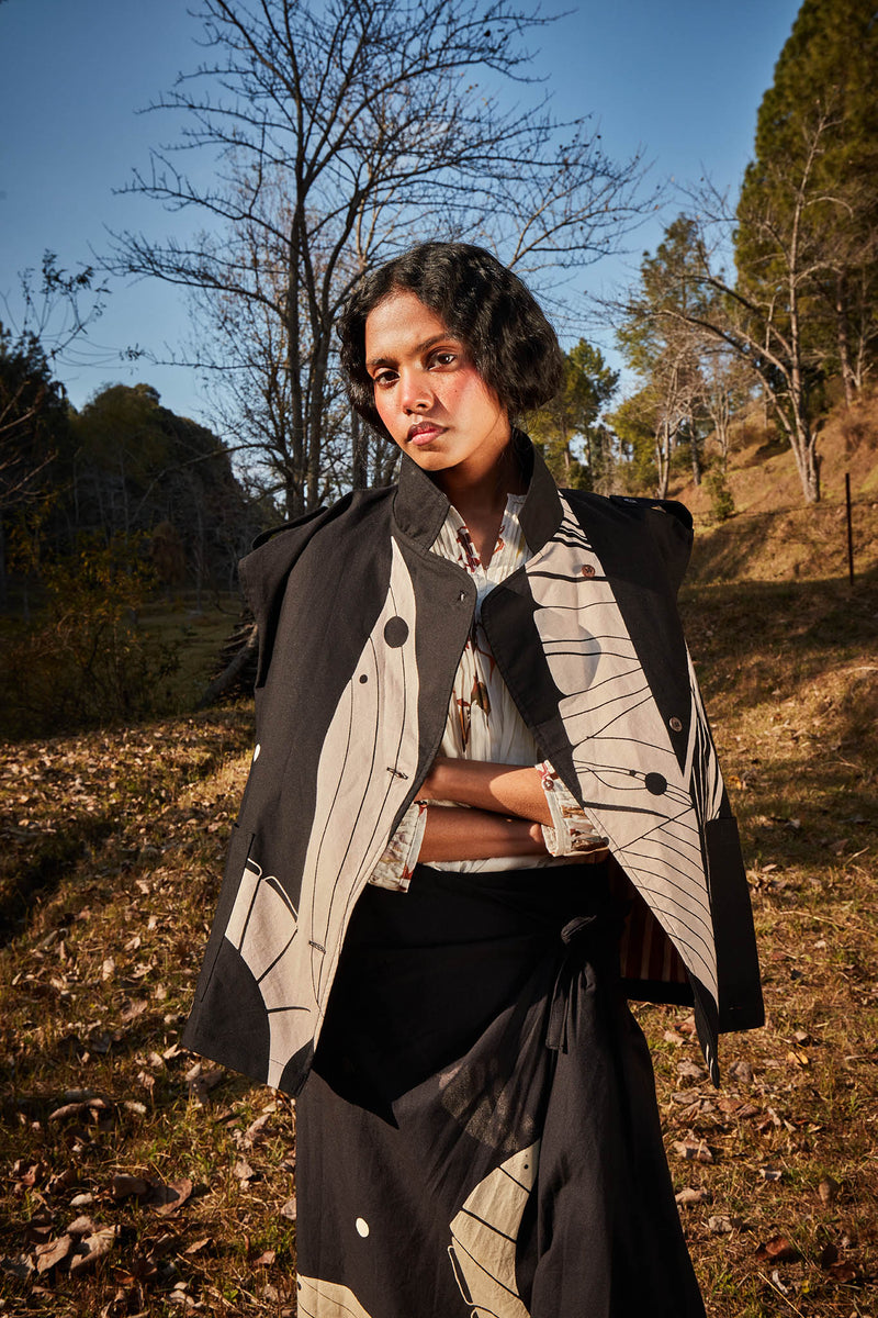 Rustle Jacket oxford by Khara Kapas in black for women in Singapore