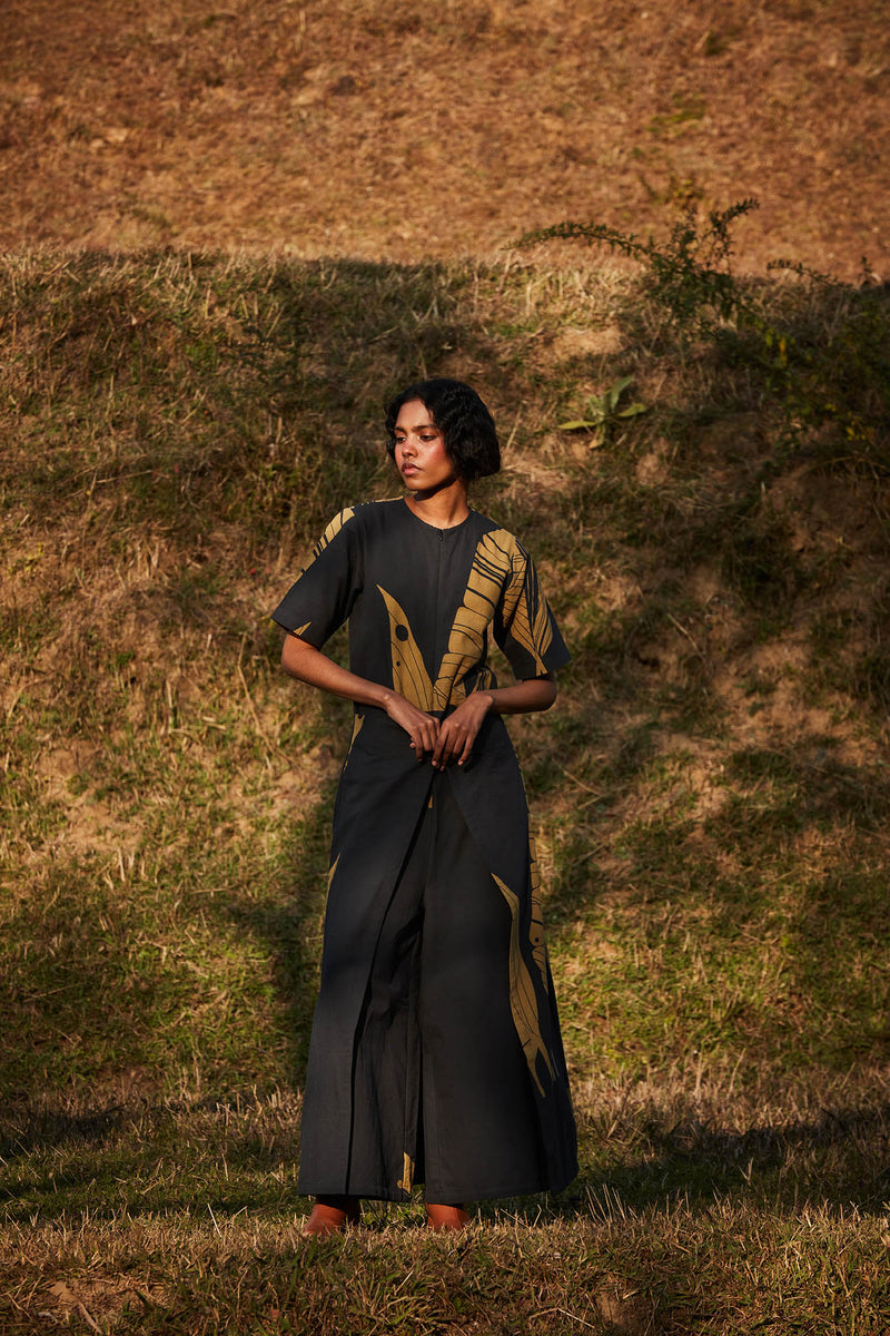 Highland Jumpsuit oxford by Khara Kapas in grey for women in Singapore