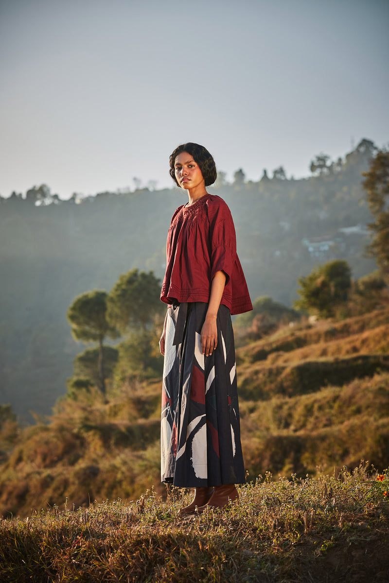 Dappled Petal skirt Pants mul by Khara Kapas in multi for women in Singapore