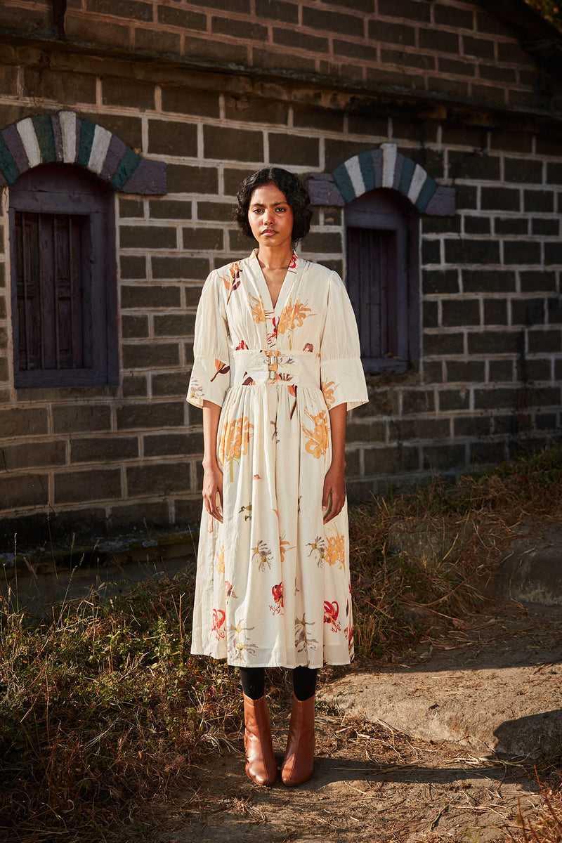 Ivory Mist Dress cotton by Khara Kapas in white for women in Singapore