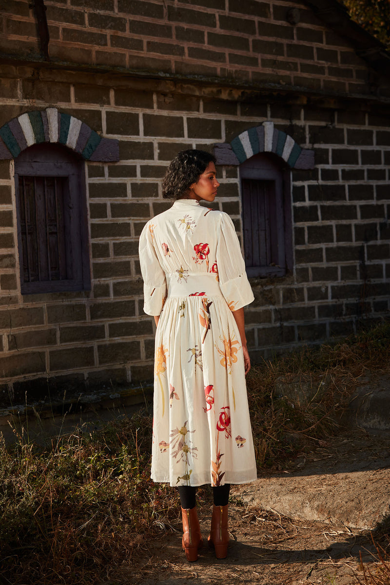 Ivory Mist Dress cotton by Khara Kapas in white for women in Singapore