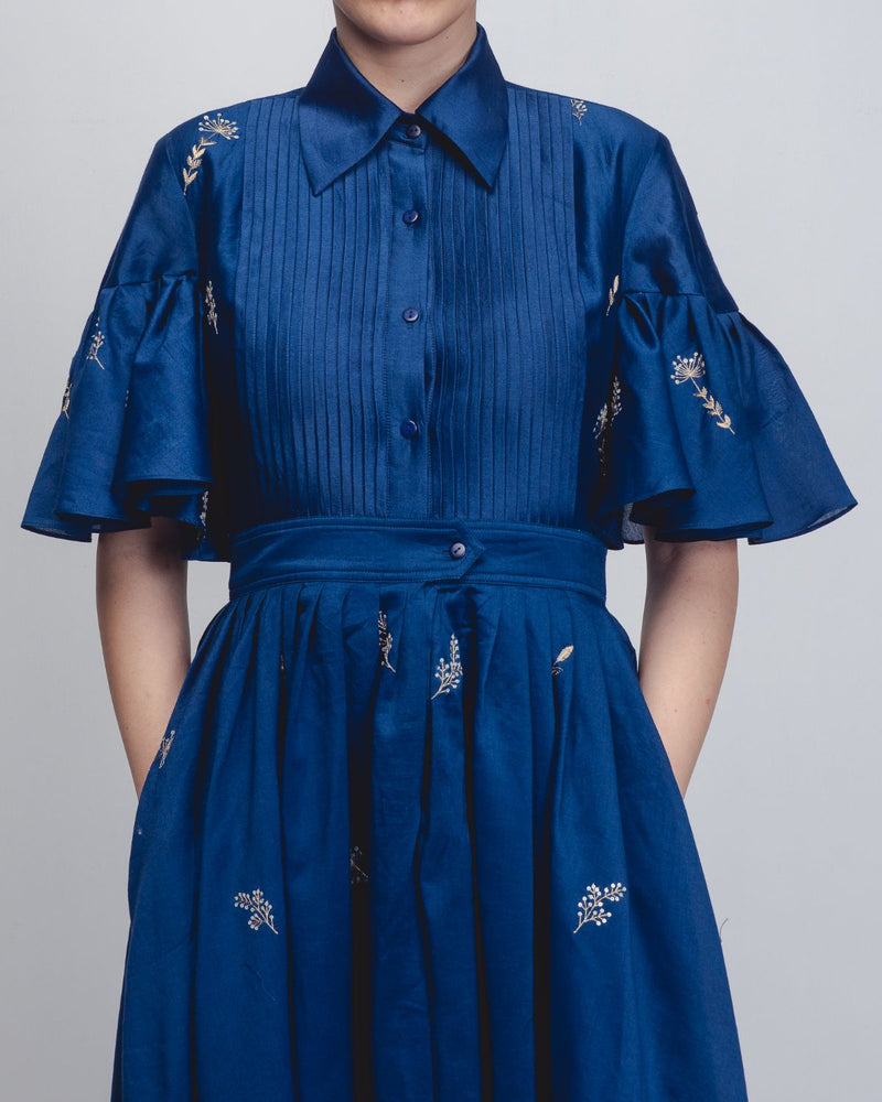 Fons Dress - Cobalt Blue cotton Buy Fons Dress - Cobalt Blue from C&W | Dresses for Women by Leh Studios in blue color for women in Singapore