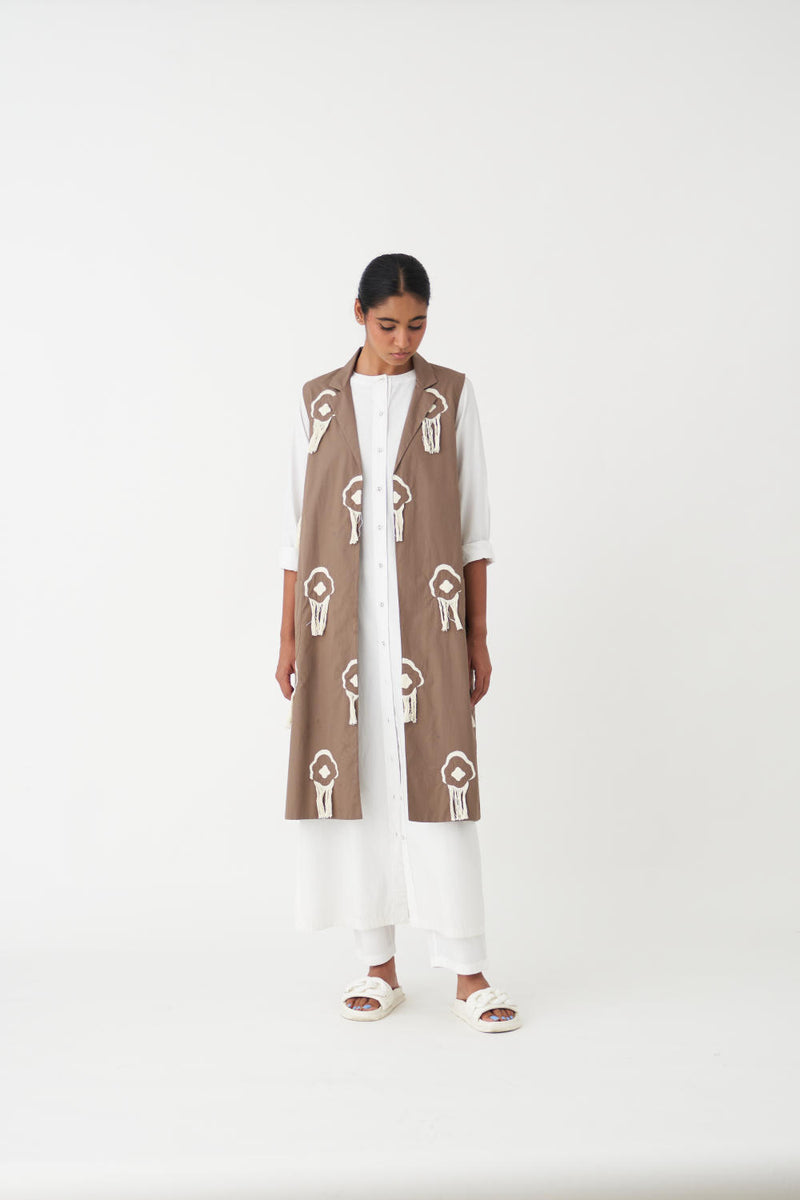 FRINGE BACK PLEAT JACKET - CEDAR poplin by THREE for women in Singapore