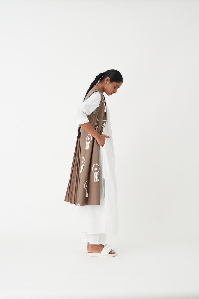 FRINGE BACK PLEAT JACKET - CEDAR poplin by THREE for women in Singapore