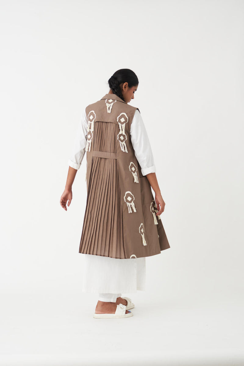 FRINGE BACK PLEAT JACKET - CEDAR poplin by THREE for women in Singapore