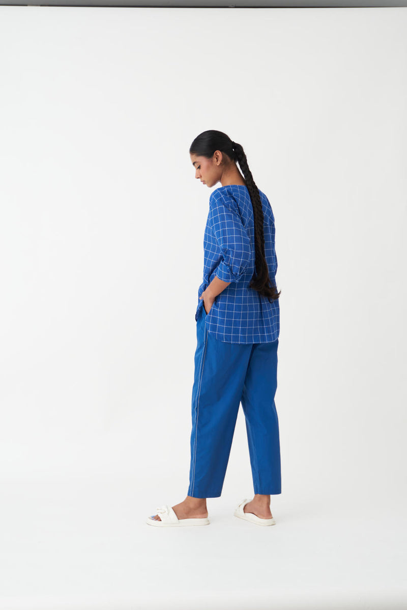EMBROIDERED NEW NARROW BOTTOM - 
BLUE poplin by THREE in blue color for women in Singapore