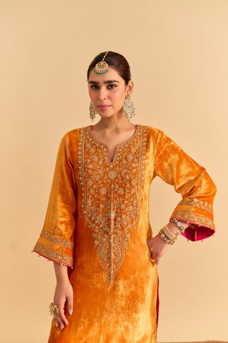 Fareeha - Orange Kurta with Salwar and Dupatta by SHEETAL BATRA for women in Singapore