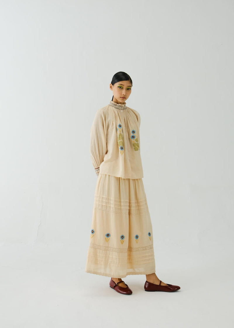 Farmer Set-Ivory Pixel Applique cotton by CORD for women in Singapore