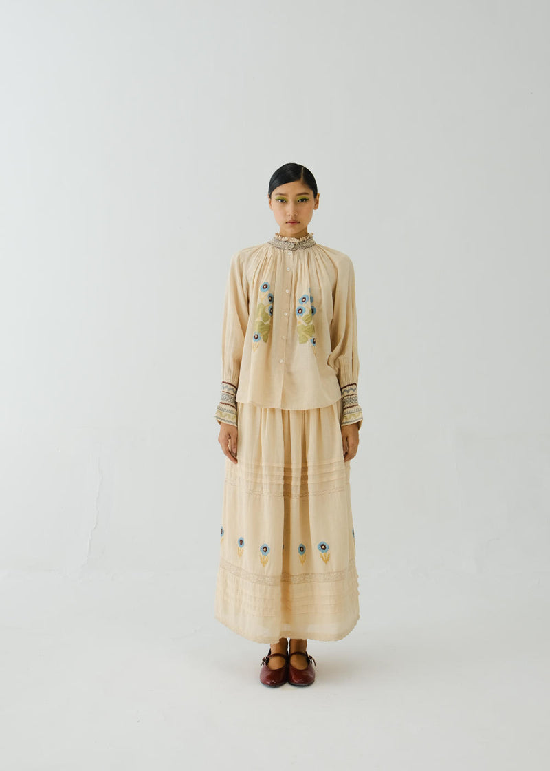 Farmer Set-Ivory Pixel Applique cotton by CORD for women in Singapore