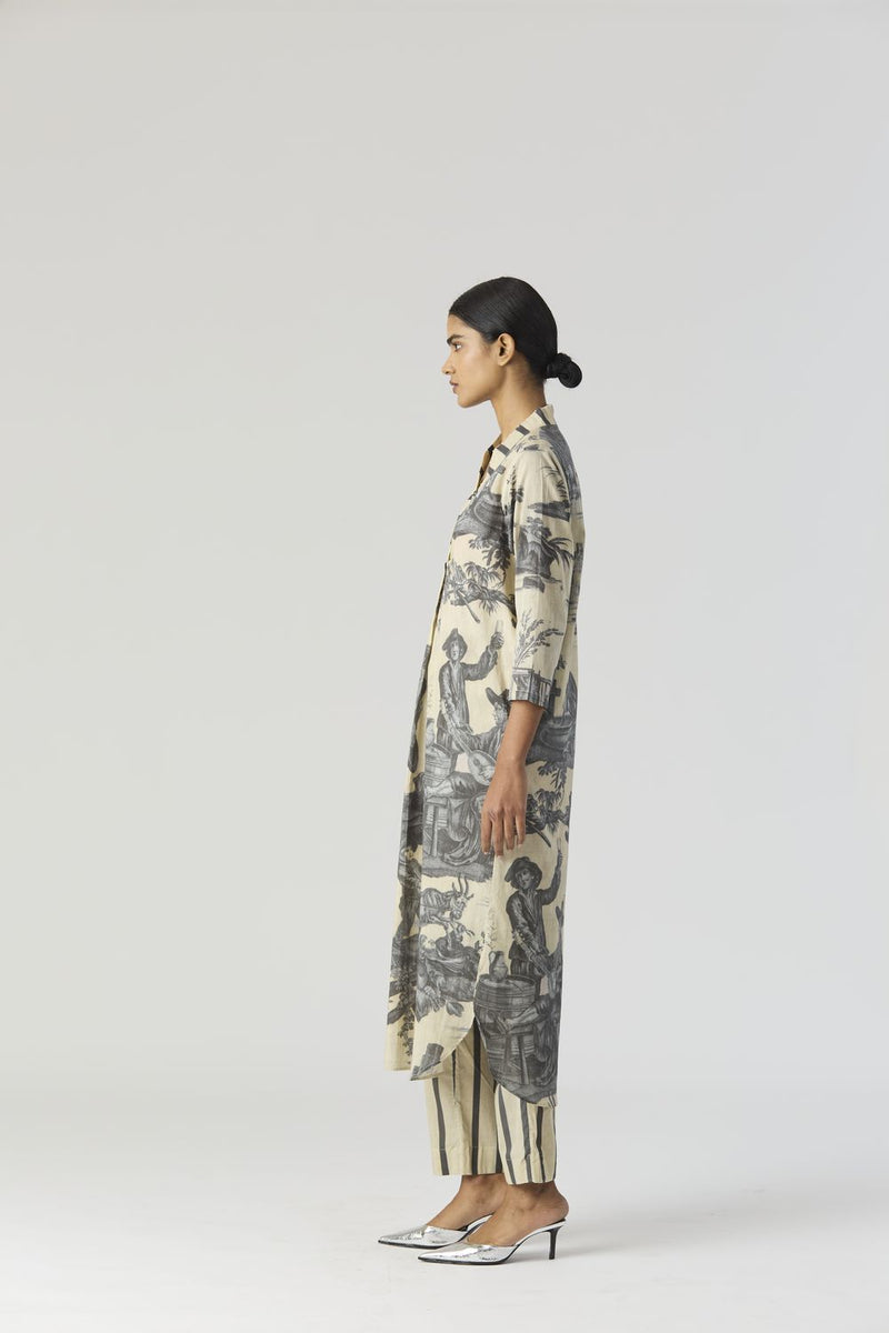 FESTA LONG KURTA SET cotton by Yam in grey color for women in Singapore