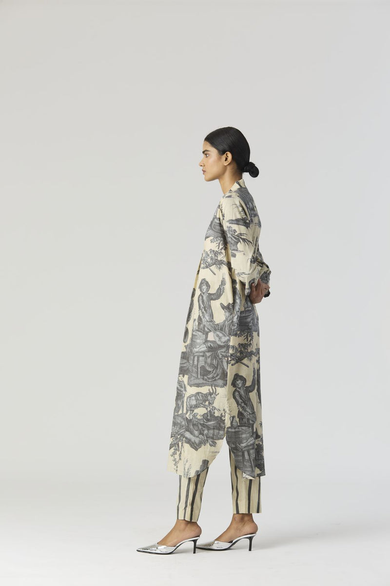 FESTA LONG KURTA SET cotton by Yam in grey color for women in Singapore