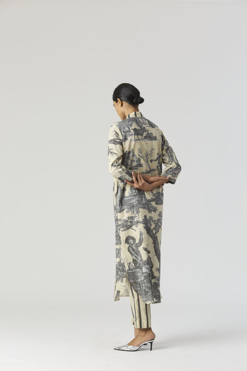 FESTA LONG KURTA SET cotton by Yam in grey color for women in Singapore