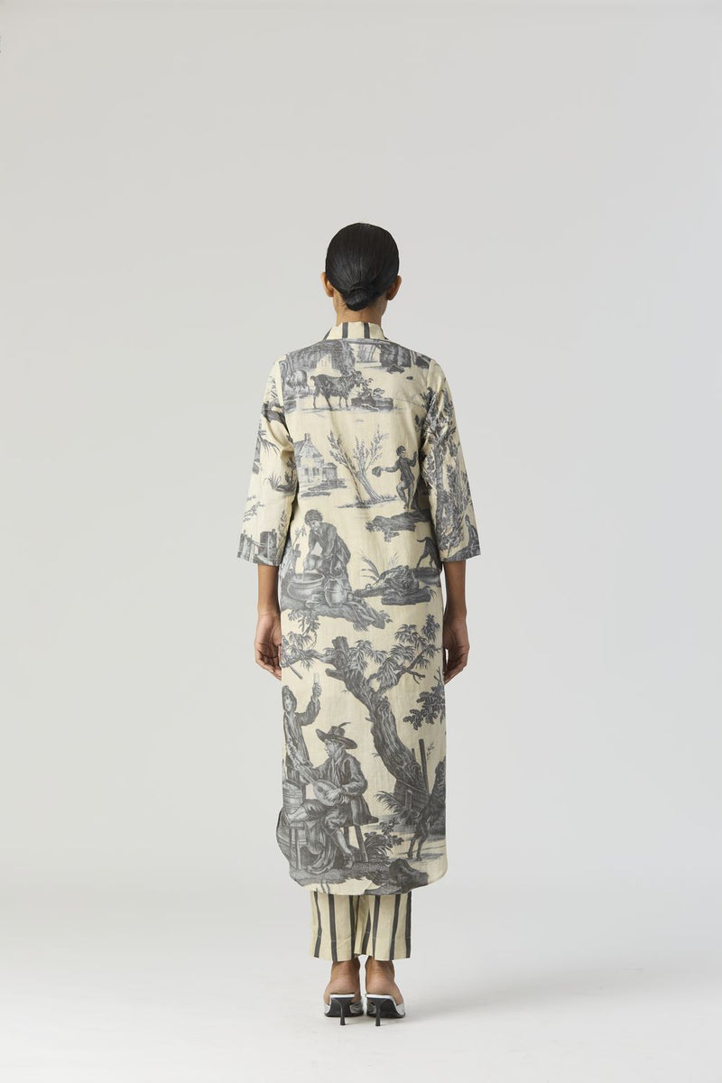 FESTA LONG KURTA SET cotton by Yam in grey color for women in Singapore