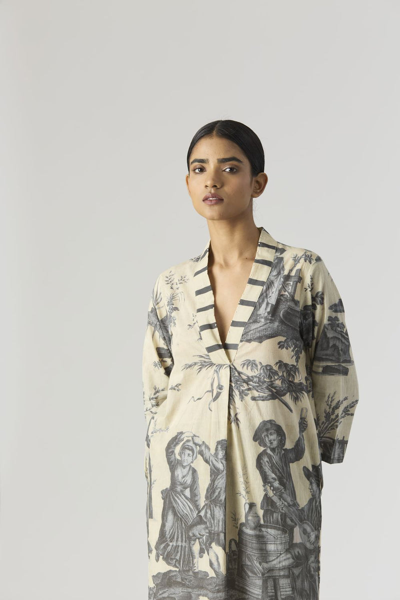 FESTA LONG KURTA SET cotton by Yam in grey color for women in Singapore