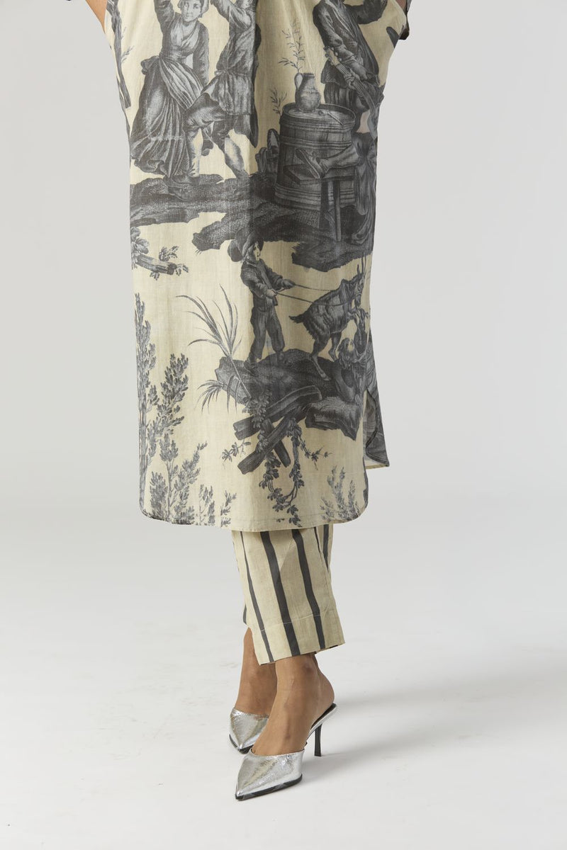 FESTA LONG KURTA SET cotton by Yam in grey color for women in Singapore