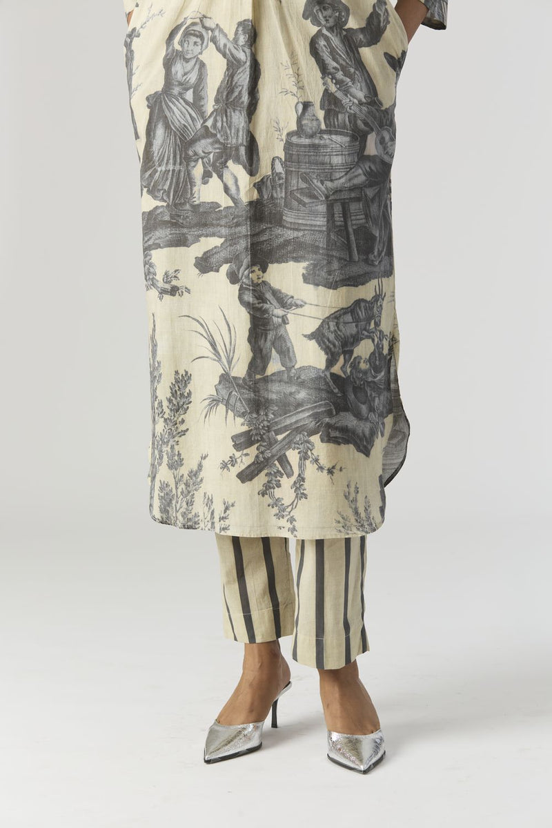 FESTA LONG KURTA SET cotton by Yam in grey color for women in Singapore