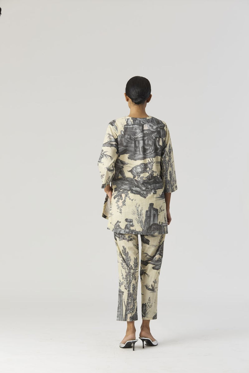 FESTA SHORT KURTA SET by Yam in grey color for women in Singapore